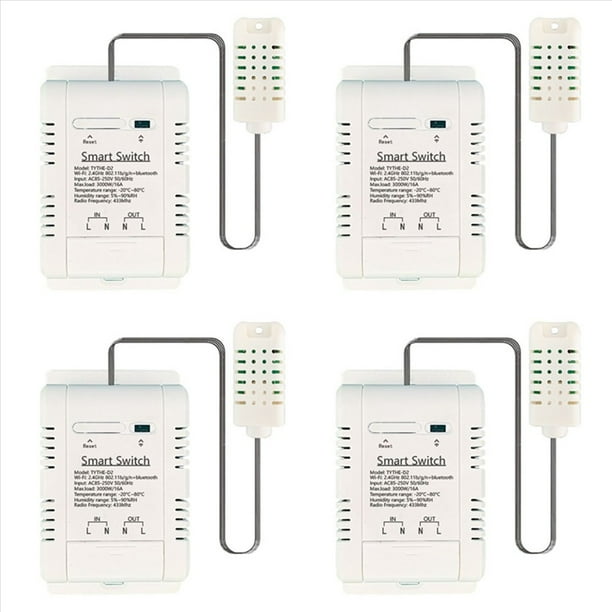 4X Interruptor WiFi TH-16 Control Inalámbrico Tuya con Control de Consumo de Energía Termostato de Temperatura y Humedad para