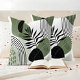 thumbnail image 3 of Boho Geometric Outdoor Waterproof Pillow Covers, Green Ethnic Abstract Stripes Motifs Decorative Square Throw Pillowcase Sofa Cushion Sham for Patio/Couch/Chair, 24"x24" 2 Pack, 3 of 8