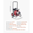thumbnail image 7 of 50ft 1/2 Inch Auto Feed Drain Snake Auger on Wheels Portable Drain Cleaner Machine with 4 Cutters Air Foot Switch for 2 to 6 Inch Pipes, 7 of 7