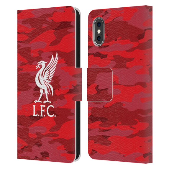 Head Case Designs Officially Licensed Liverpool Football Club Camou Home Colourways Liver Bird Leather Book Wallet Case Cover Compatible with Apple iPhone X / iPhone XS