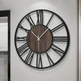 thumbnail image 2 of Extra Large Wall Clocks,Silent Little Ticking,Battery Operated Vintage Round Modern Wood Wall Clock for Living Room, Bedroom,Farmhouse,Office Home Decor-32 Inch(Black-Roman Numerals), 2 of 8