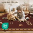 thumbnail image 4 of ODIKA 3'x5' Washable Throw Rug Rich Burgundy Geometric Design Intricate Motifs with Bold for Entryway, Kitchen, Mudroom, Stain Resistant, Low Profile, Non-Slip, 4 of 7