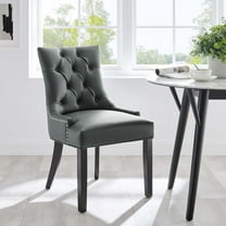 Modway Regent Tufted Vegan Leather Dining Chair in Gray