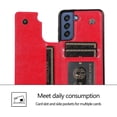 thumbnail image 5 of for Samsung Galaxy S21 FE (Not S21) Wallet Case with Card Holder, Minimalist Luxury PU Leather Magnetic Closure Kickstand Slim Hard Protective Case Cover for Samsung Galaxy S21 FE Gules-SK, 5 of 16