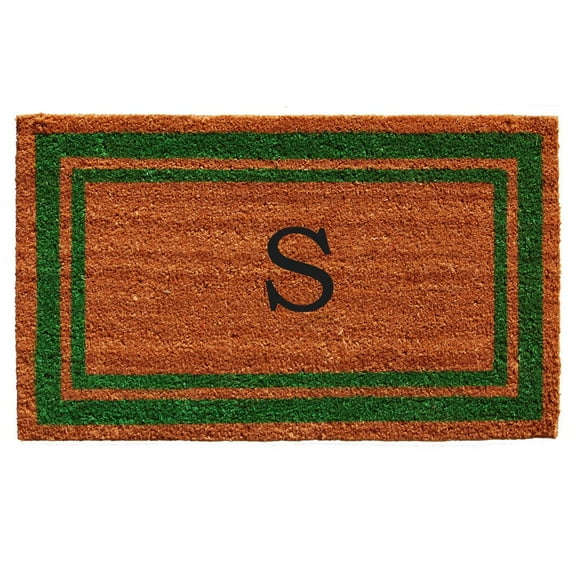 Momentum Mats Green Border Monogram Doormat (1'6 x 2'6)