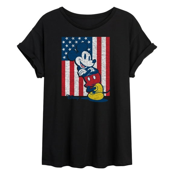 Disney - Americana - Mickey Vertical American Flag - Women's Oversized T-Shirt