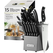 McCook MC25A 15-Piece Kitchen Knife Set Stainless Steel Cutlery Knife Block Set Built-in Sharpener