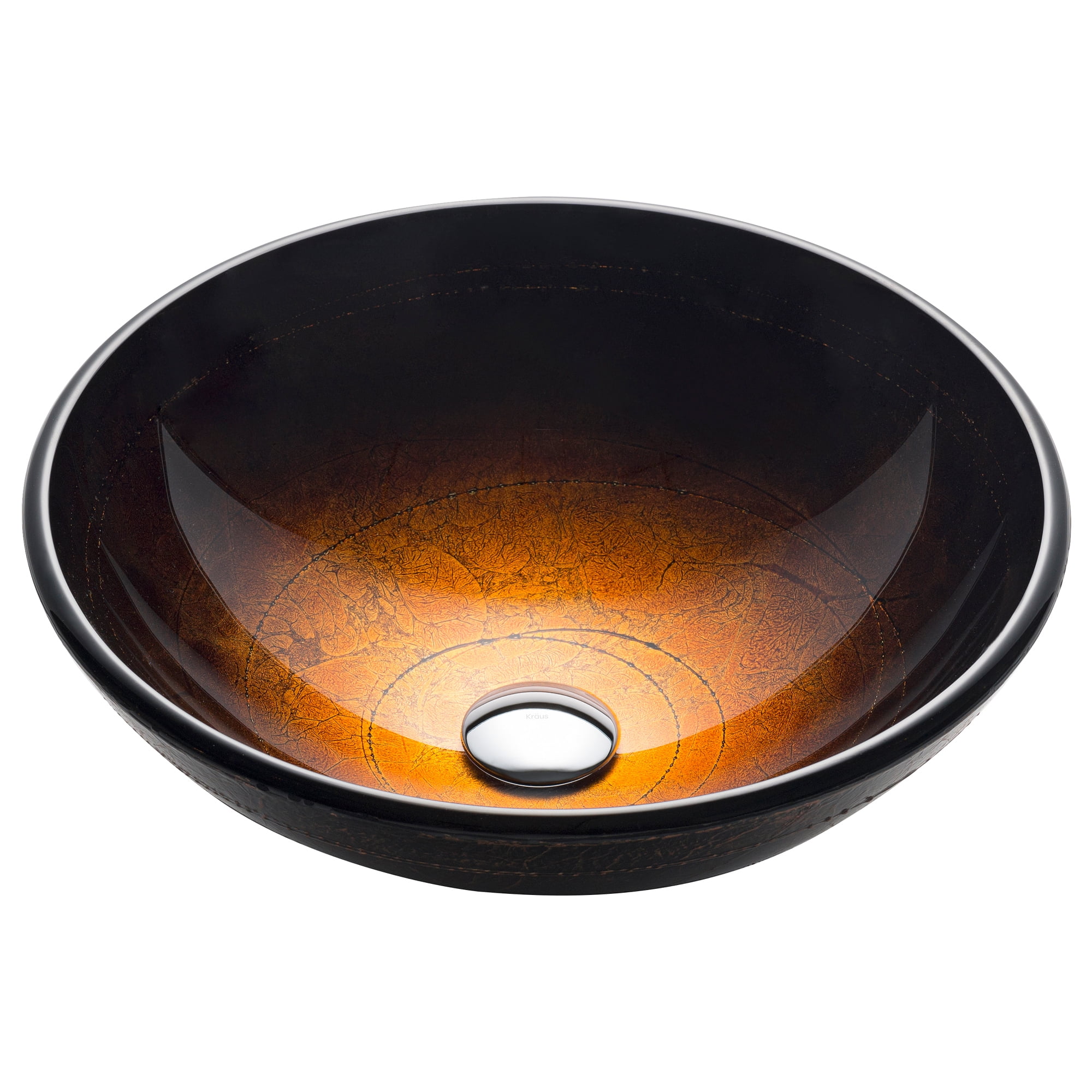 KRAUS Round Copper Brown Glass Vessel Bathroom Sink, 16 1/2 inch ...