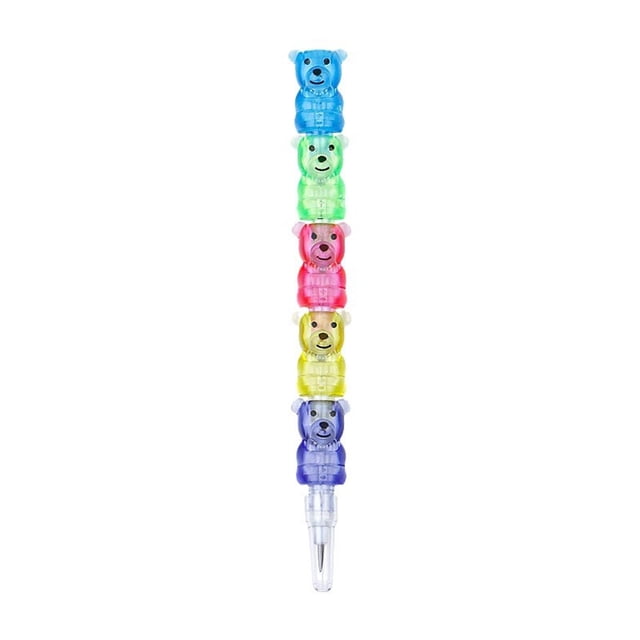 Crayons Mignons à Motif d'Ours Patchwork Sans Tranchant, Lot de 10 pour l'École et le Bureau, Imprimés Amusants avec Graphite Durable