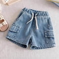 thumbnail image 2 of Gubotare Toddler Little Baby Boys Summer Casual Denim Jeans Shorts Elastic Waist Short Bottoms Pants Size 11-12 (Blue,11-12 Years), 2 of 6