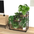 thumbnail image 5 of GDLF Trapezoidal Plant Stand 3-Tier Black Antique Wood Metal Rack, 5 of 9
