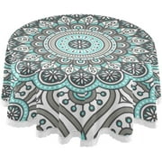 SKYSONIC Mexican Talavera Round Tablecloth 60 inch Waterproof Tablecloth Stain Resistant and Wrinkle Decorative Patio Table Cloths for Kitchen Dinning Room Party Home Garden Picnic