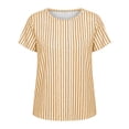 thumbnail image 4 of Endives Womens Summer Top Striped Tshirt for Women Round Neck Short Sleeve T Shirt Casual Loose Fit Top Summer Basic Tee Daily Wear Yellow L, 4 of 4