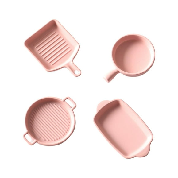 Utensilios de cocina Hugo 4 Uds modelos de placa de horno vajilla accesorio de cocina en miniatura rosado