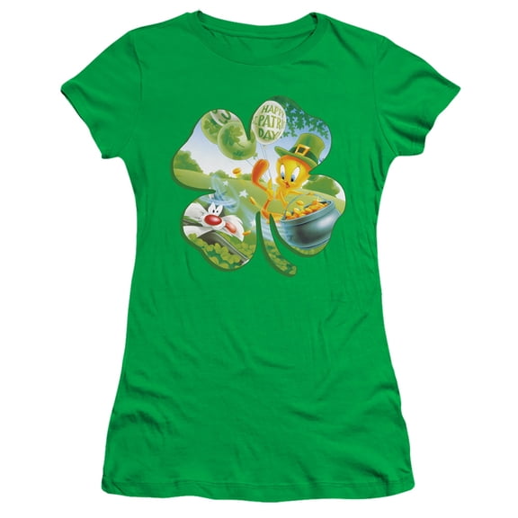 Looney Tunes Tweety Shamrock S/S Junior Women's T-Shirt Sheer Kelly Green