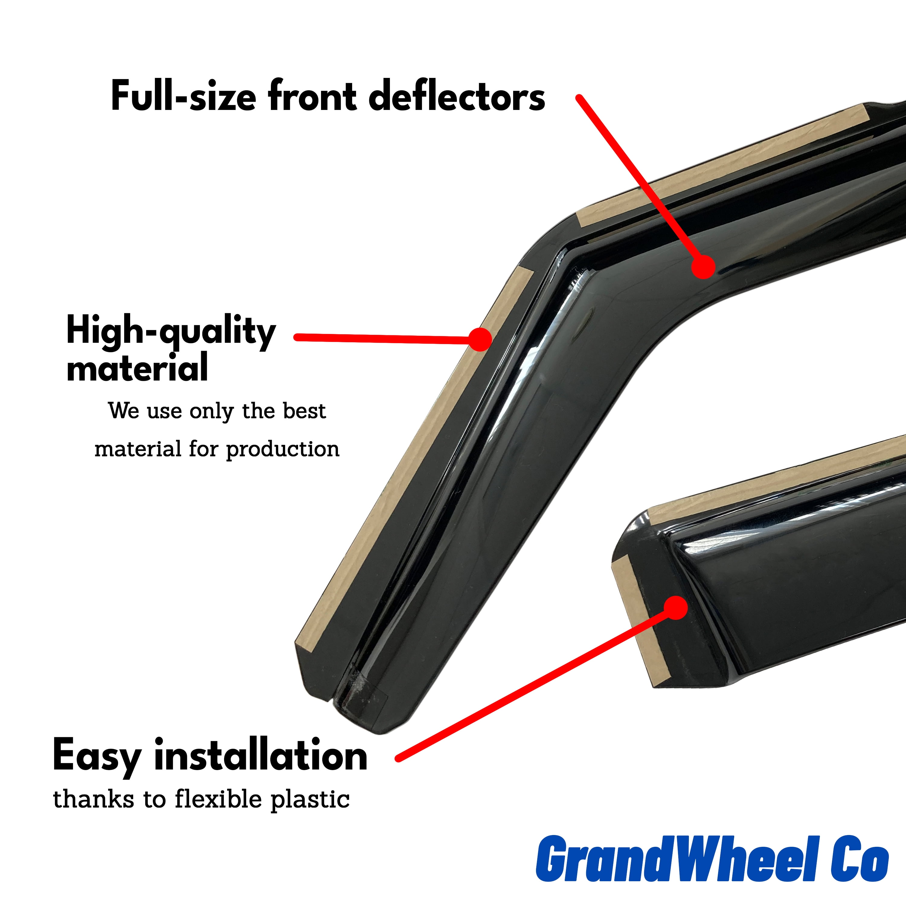 GrandWheel Co Smoke Tinted In-channel Side Window Vent Visor Deflectors Rain Guards Compatible with Chevrolet (Chevy) Silverado/GMC Sierra 2007-2013 Regular Cab - 2 pcs. GW0901