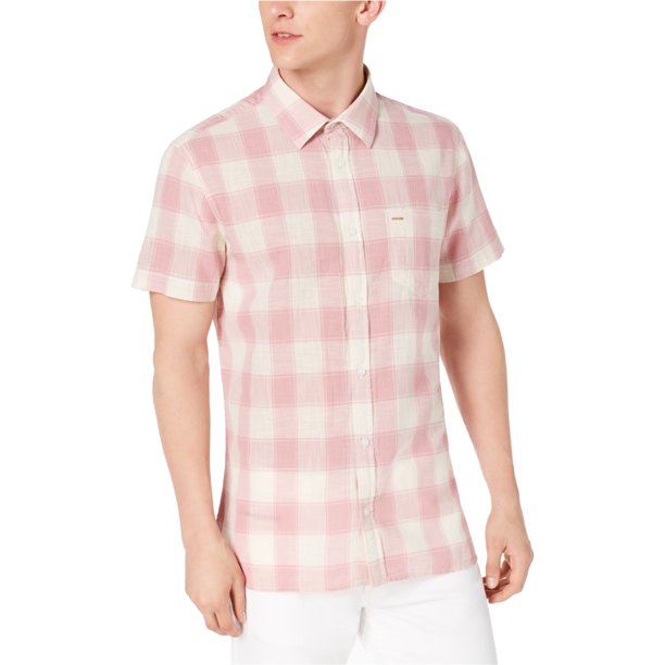 Calvin Klein - Camisa con botones de gasa para hombre, color rosa, XXL Calvin Klein Botones al frente