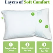 GhostBed Faux Down Pillow - Down Alternative with Breathable, Cool Microfiber Gel - Standard Size
