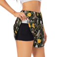thumbnail image 1 of Balery Owls And Plants Pantalones cortos deportivos para mujer con forro y dos bolsillos, elásticos, para entrenamiento, gimnasio, yoga-Small, 1 of 7