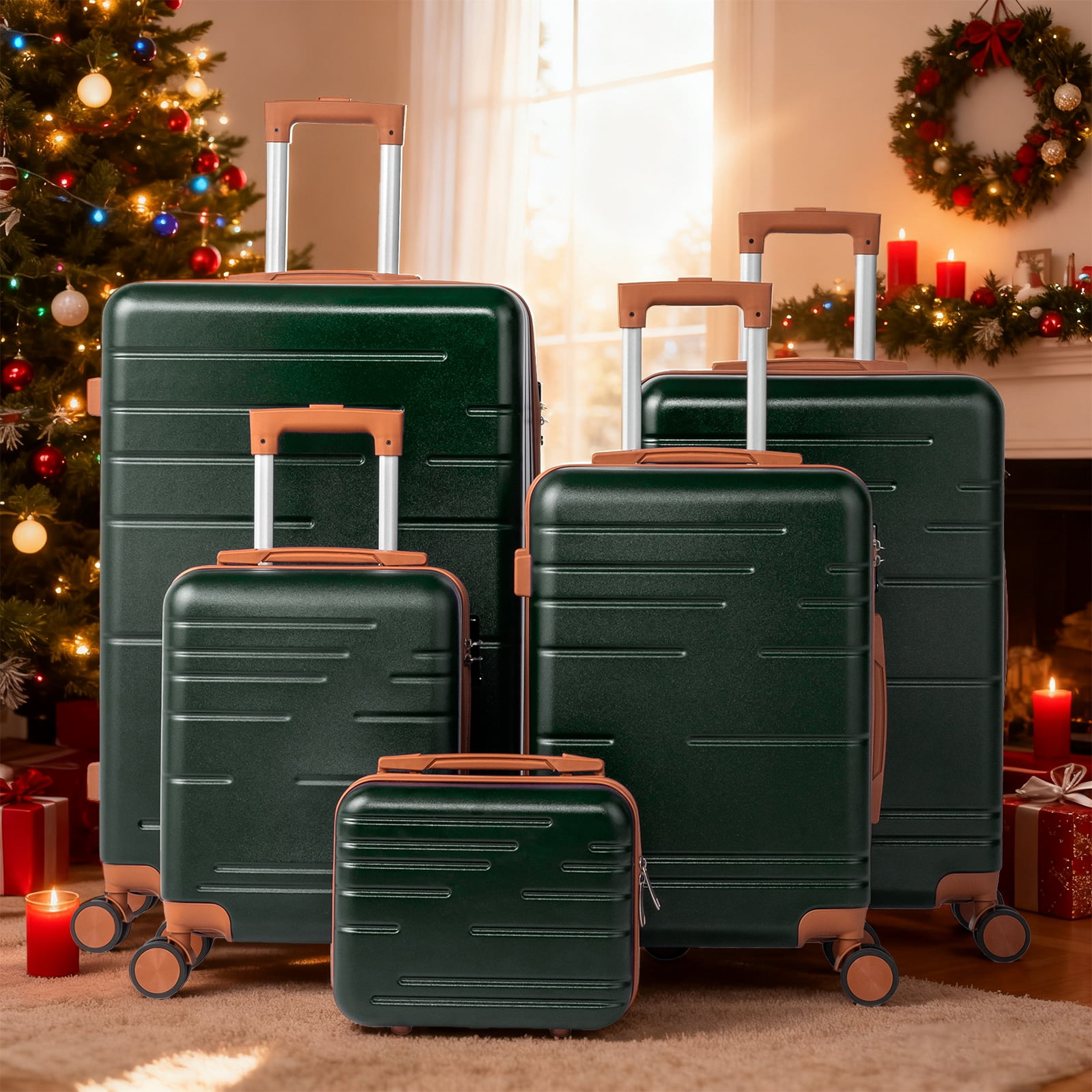Zimtown Luggage 5 Piece Sets Suitcase ABS Hardside with Spinner Wheels and TSA Lock, Deep Green Zimtown Luggage 5 Piece Sets Suitcase ABS Hardside with Spinner Wheels and TSA Lock, Deep Green - Image 2
