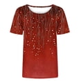 thumbnail image 4 of Staron Liquidation Hauts d'Été pour Femmes Chic Décontracté Manches Courtes Blouses à Imprimé Floral Col Rond T-Shirts Basiques de Bureau Hauts d'Été Vin TTTG, 4 of 4