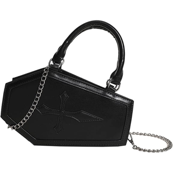 Halloween Purses for Women Cross Coffin Bag Novelty Halloween Coffin Purses Top Handle Crossbody Shoulder Bags