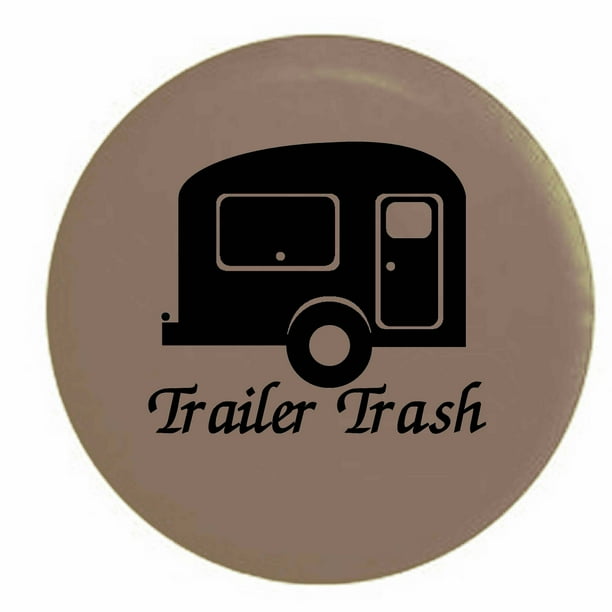 Trash Travel Camper RV Trailer Spare Tire Cover Vinyl TanBlackInk 29