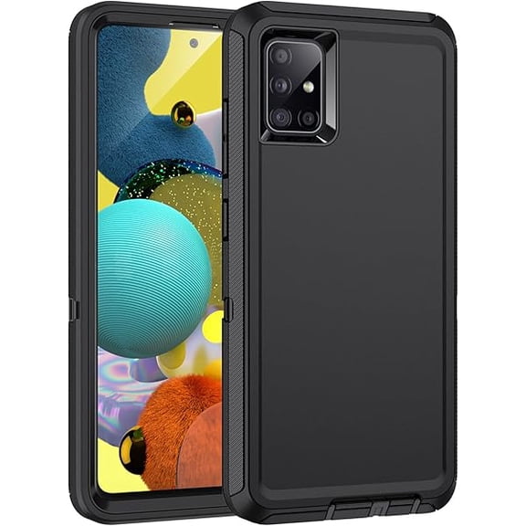 for Galaxy A51 5G Case,[Without Screen Protector] Shockproof Dropproof Dustproof 3-Layer Protection Rugged Heavy Duty Hard Cover Case for Samsung Galaxy A51 4g 6.5 inch,Black