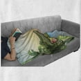 thumbnail image 5 of Reptile Soft Flannel Fleece Blanket, Illustration of Exotic Crocodile at the River with Palm Trees Humor Summer Design, Cozy Plush for Indoor and Outdoor Use, 60" x 80", Green Blue, by Ambesonne, 5 of 5