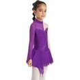 thumbnail image 2 of Zaldita Kids Girls Mesh Splice Long Sleeve Sequins Gymnastics Ballet Dance Dress Ice Skating Dress Dancewear Purple 10, 2 of 7