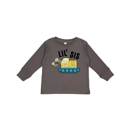 

Inktastic Lil Sis in with Bulldozer Girls Long Sleeve Toddler T-Shirt
