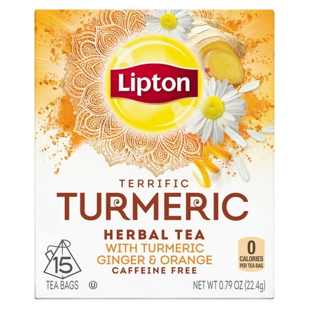 (2 Pack) Lipton Herbal Tea Bags Terrific Turmeric 15