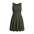 thumbnail image 4 of Admvng Women's Dresses Ribbed Knit Round Neck Sleeveless Button Detail A-line Casual Summer Everyday Dress, 4 of 6