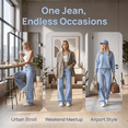 thumbnail image 6 of NICELF Baggy Jeans Woman Mid Waist Wide Leg Loose Fit Comfortable Vintage Denim Pants Stretch Boyfriend Jeans for Women Trendy Streetwear, Light Blue, 6 of 10