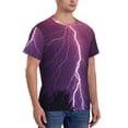 thumbnail image 2 of Bixox Men's Thunderstorm Violet Purple Printed Short Sleeve Skinny Athletic T-Shirt, 2 of 6