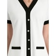 thumbnail image 4 of DARING DIVA V Neck A-Line Contrast Color Short Sleeve Trendy Dress S White, 4 of 6