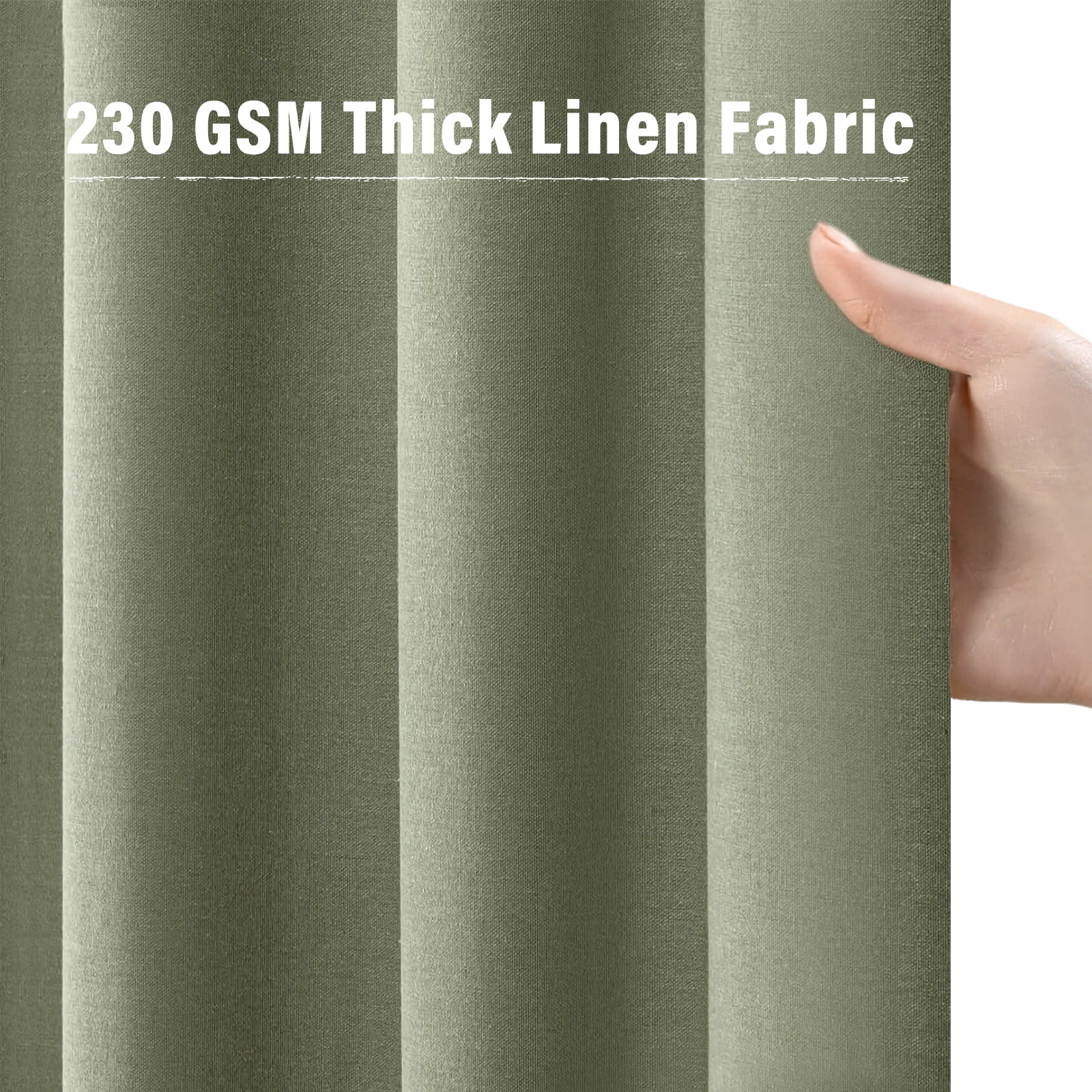 NixiYa Green Linen Shower Curtain Farmhouse Heavy Duty Fabric Shower Curtain for Bathroom,72"x72"