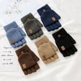thumbnail image 1 of Guantes de invierno para hombre, cálidos, de doble uso, para estudiantes, de medio dedo, tejidos en jacquard, 1 of 5