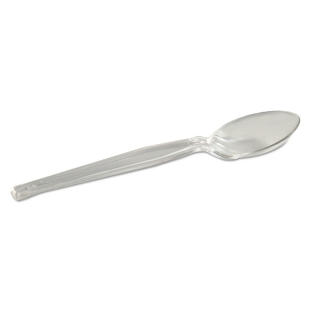 Dixie Plastic Cutlery, Heavyweight Teaspoon, Crystal Clear, 6", 1,000