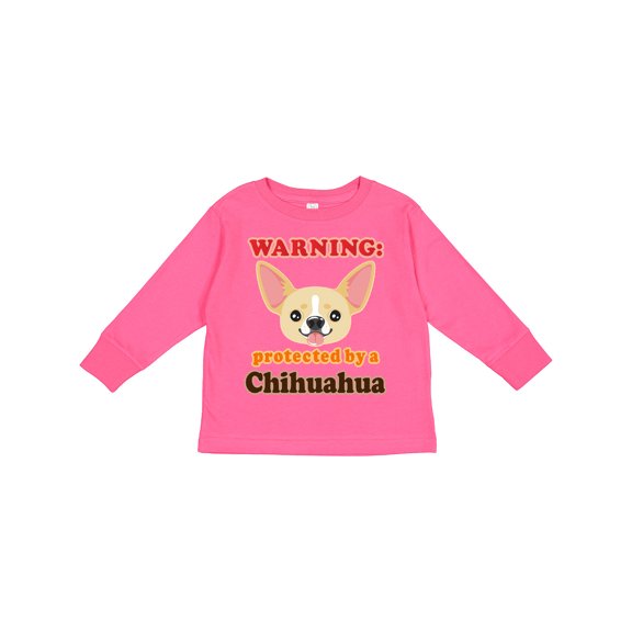 Inktastic Protected by a Chihuahua Boys or Girls Long Sleeve Toddler T-Shirt