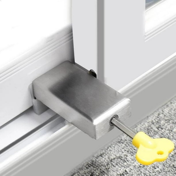 2 Piezas con Llave Cerradura de Seguridad para Marco de Puerta de Aleación de Aluminio, Cerraduras de Ventana Dobles Deslizantes Ajustables Cerraduras de Seguridad de Acero Limitador de Seguridad para Niños Rojo Verde