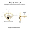 thumbnail image 4 of Rosec Jewels Bezel Set Heart Shape Black Spinel Paw Stud Earrings with Moissanite, 10K Yellow Gold, 4 of 6