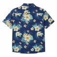 thumbnail image 4 of Men's Hawaiian Matching Set Summer Beach 2 Piece Outfits Flower Button Down Shirts and Shorts Summer Men Beach Vacation Outfits(Blue,XL), 4 of 7