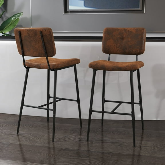 Homy Casa Stylish Suede Reception Stools Set of 2, Comfortable and Inviting Seating for Office Waiting Areas, Brown