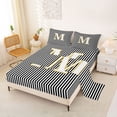 thumbnail image 2 of Erosebridal Glitter Print Letter M Full Size Sheets, Cartoon Monogrammed Bed Sheets, 4-Piece, 2 of 5