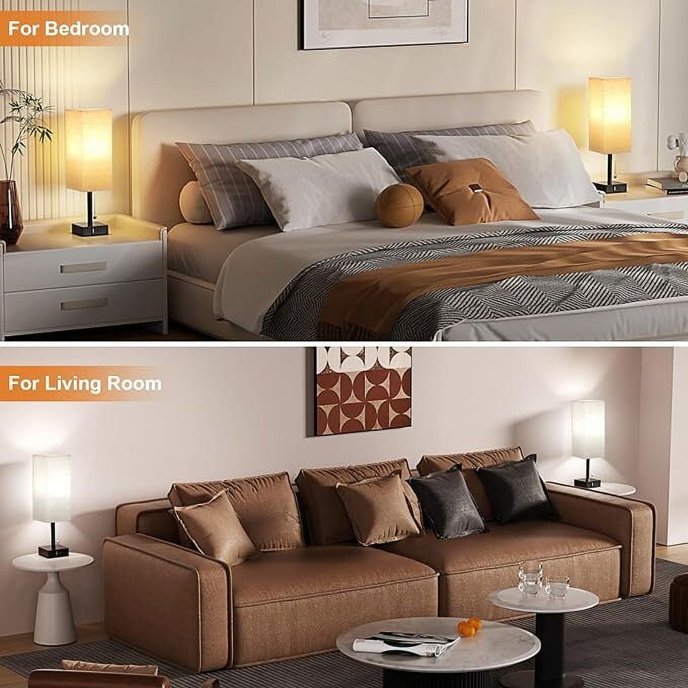 Bedside Table Lamp Pull Chain Table Lamp With USB C&A Fast Charging Port, AC Outlet, Solid Bedroom Lamps with Fabric Shade Nightstand Light for Living Room, Office, Reading (LED Bulb Included)