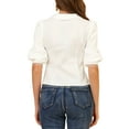 thumbnail image 3 of INSPIRE CHIC Women's Sweet Short Bubble Sleeve Blouse Peter Pan Collar Peplum Tops XS White, 3 of 7