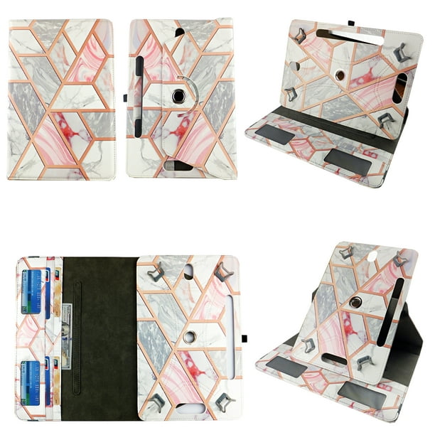 Gold Pink Marble Tablet Case 10 Inch For Samsung Galaxy Tab A 9 7 10 Inch Android Tablet Cases 360 Rotating Slim Folio Stand Protector Pu Leather Cover Travel E Reader Cash Slots