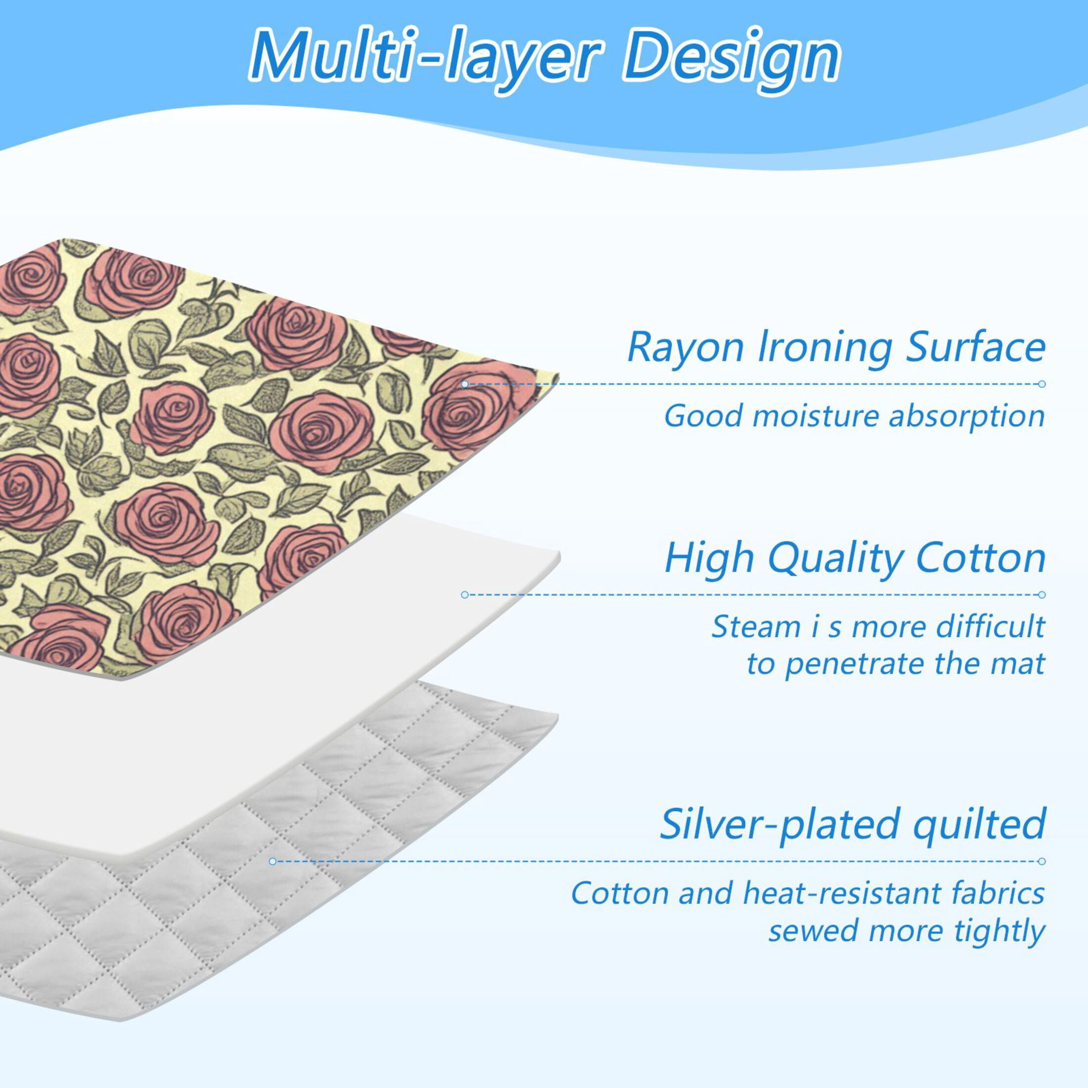 Vintage Rose Floral Print Ironing Mat Blanket for Table Top Travel Portable Ironing Board Pad 47.2x27.6 Inch