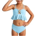 thumbnail image 6 of Teen Bikini Sets Girl's 2 Piece Bikini Swimsuit Ruffle Bathing Suit Eyelet Embroidery Swimwear 3-7T, 6 of 6